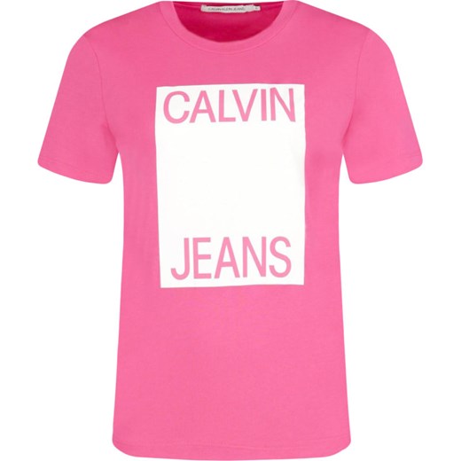 Różowa bluzka damska Calvin Klein z krótkim rękawem 