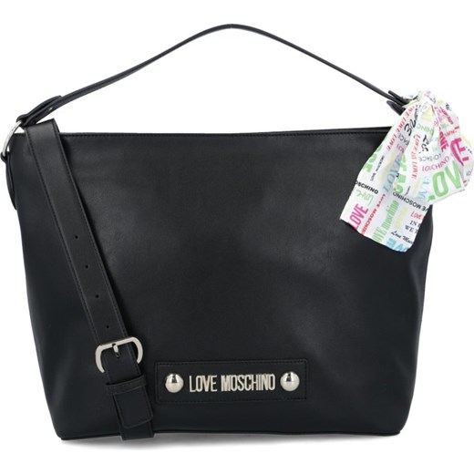 Czarna shopper bag Love Moschino duża z aplikacjami 