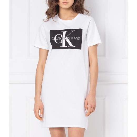 Sukienka Calvin Klein w nadruki na spacer z okrągłym dekoltem 