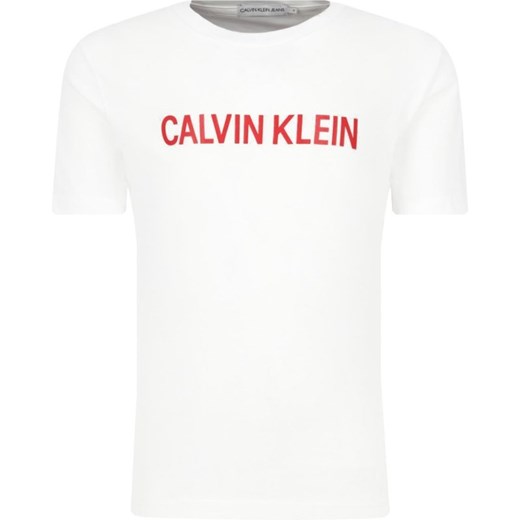Bluzka dziewczęca biała Calvin Klein z krótkimi rękawami jeansowa 