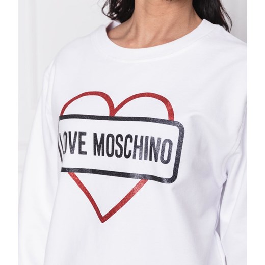 Love Moschino bluza damska krótka biała na jesień młodzieżowa 