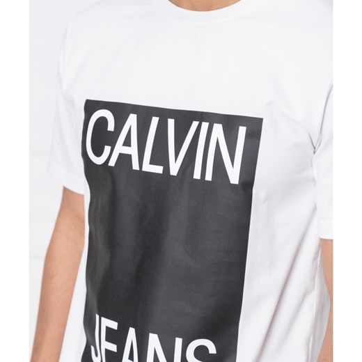 T-shirt męski Calvin Klein z napisem młodzieżowy z krótkim rękawem 