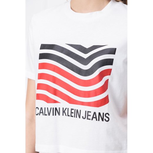 Bluzka damska Calvin Klein z okrągłym dekoltem biała z krótkim rękawem 