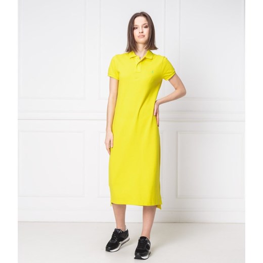 Polo Ralph Lauren sukienka z krótkimi rękawami gładka żółta maxi 