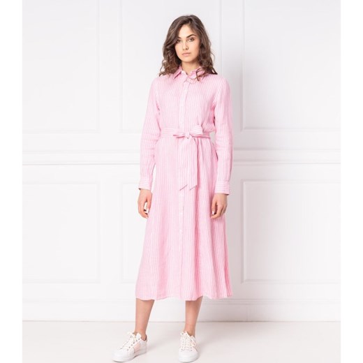 Sukienka różowa Polo Ralph Lauren z kołnierzykiem 