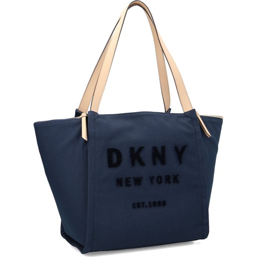 Shopper bag Dkny na ramię wakacyjna bez dodatków mieszcząca a7 