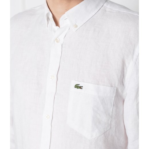 Koszula męska biała Lacoste z kołnierzykiem button down casual 