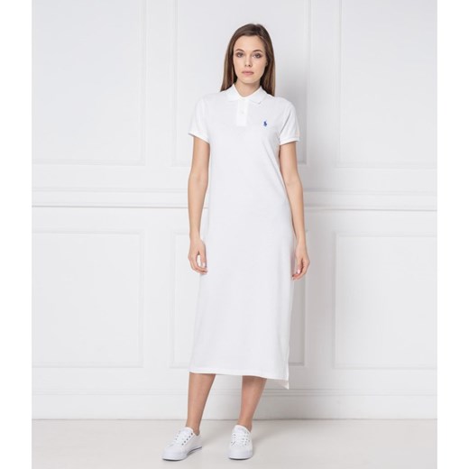Sukienka Polo Ralph Lauren midi bez wzorów casual prosta biała z kołnierzykiem 