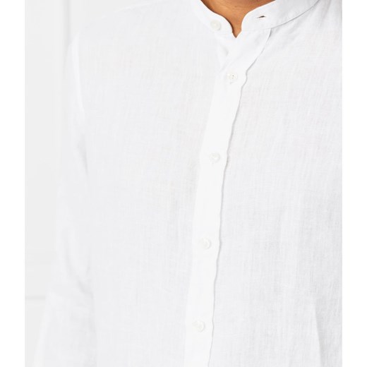 Koszula męska Hackett London z długim rękawem biała casualowa bez wzorów lniana 