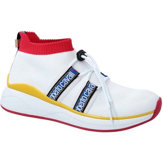 Roberto Cavalli Sport buty sportowe damskie sneakersy płaskie białe sznurowane 
