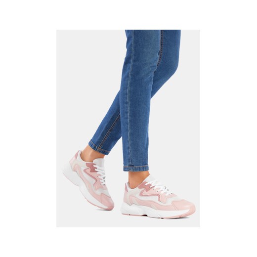 Buty sportowe damskie DeeZee różowe na płaskiej podeszwie młodzieżowe 