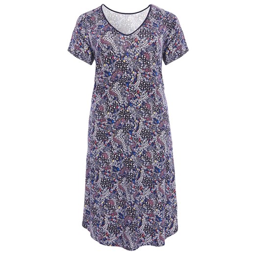 Sukienka z krótkimi rękawami na spacer w abstrakcyjnym wzorze midi 