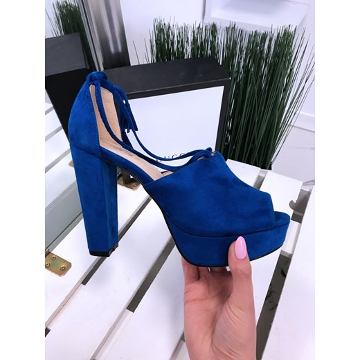 Sandały damskie Magmac niebieskie bez wzorów eleganckie sznurowane 