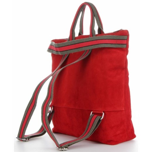 Shopper bag Vittoria Gotti duża czerwona wakacyjna zamszowa bez dodatków 