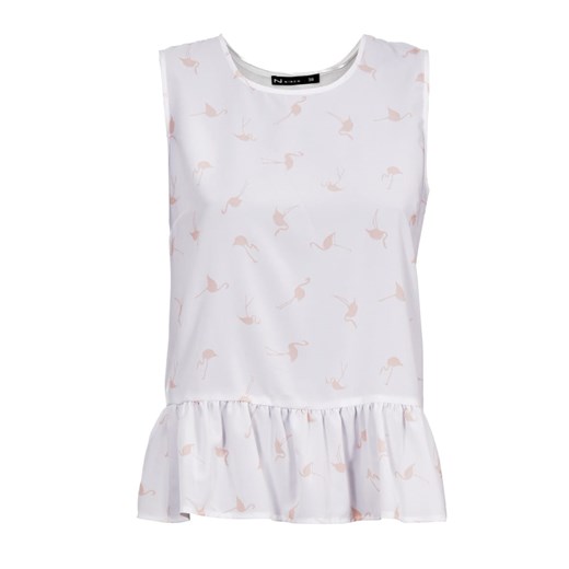 Biała bluzka damska w flamingi + kolory Niren  42  okazyjna cena 