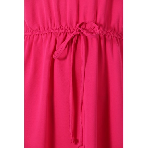 Sukienka różowa Niren bez rękawów rozkloszowana z dekoltem w serek z poliestru casual 