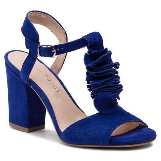 Sandały damskie niebieskie Sergio Bardi gładkie na obcasie z tworzywa sztucznego eleganckie na wysokim z klamrą 