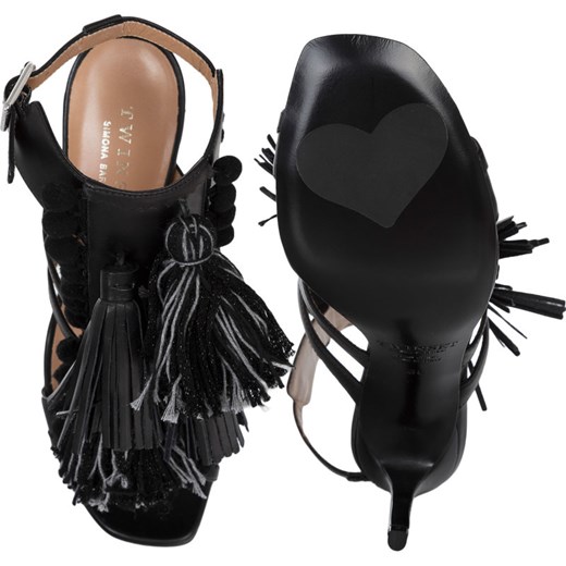 Sandały damskie Twinset z klamrą czarne na szpilce na wysokim obcasie eleganckie 