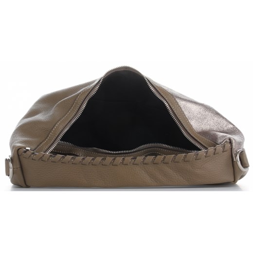 Shopper bag Genuine Leather na wakacje skórzana brązowa średniej wielkości 
