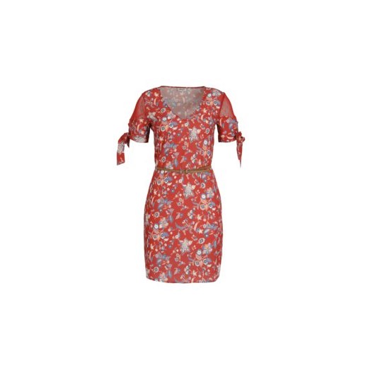 Liu jo sukienka z krótkim rękawem na spacer z dekoltem w serek z paskami 