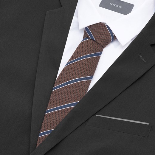 Reserved - Krawat z wełny i jedwabiu - Brązowy Reserved  One Size 