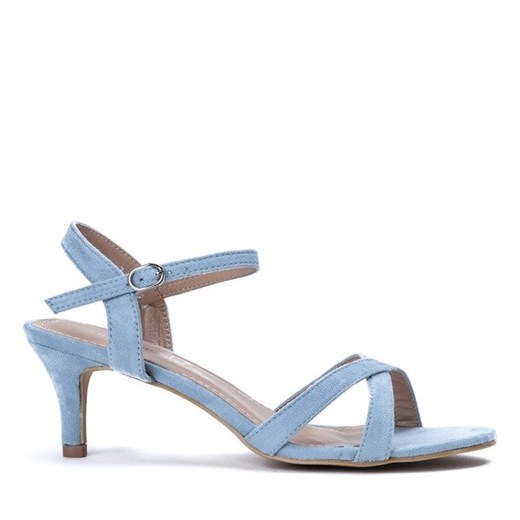 Niebieskie sandały na niskiej szpilce Severina - Obuwie