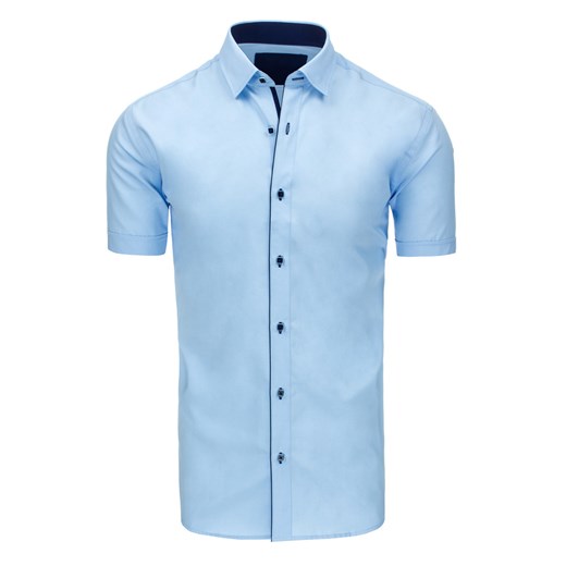 Koszula męska elegancka z krótkim rękawem błękitna KX0751