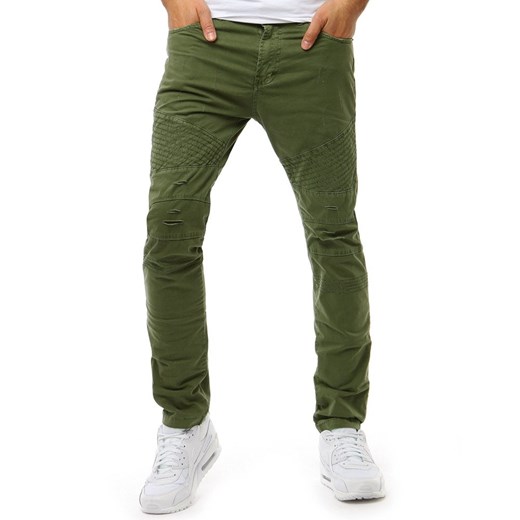 Spodnie męskie zielone Dstreet bez wzorów 