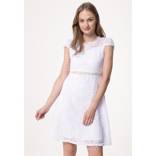 Sukienka Born2be z okrągłym dekoltem biała mini 