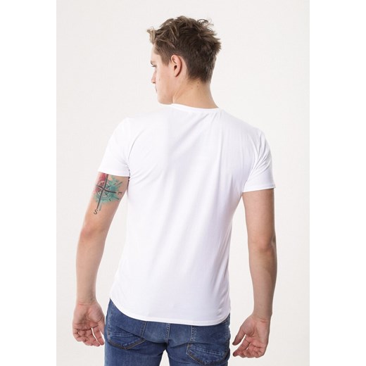 T-shirt męski Born2be biały casual z krótkim rękawem 