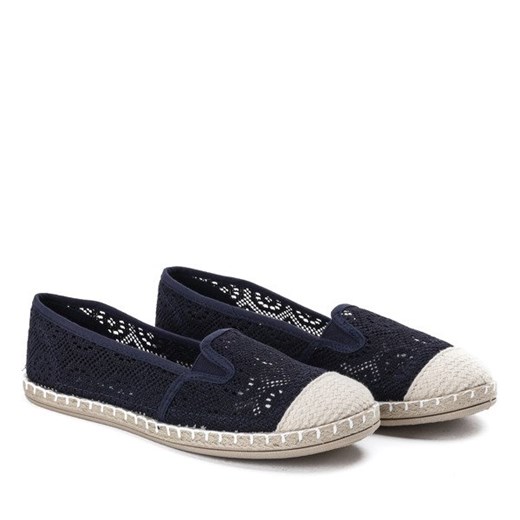 Koronkowe espadryle w kolorze granatowym Saluda - Obuwie Royalfashion.pl  37 