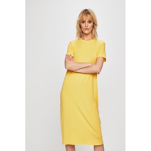 Sukienka Vero Moda casualowa żółta midi z krótkim rękawem 