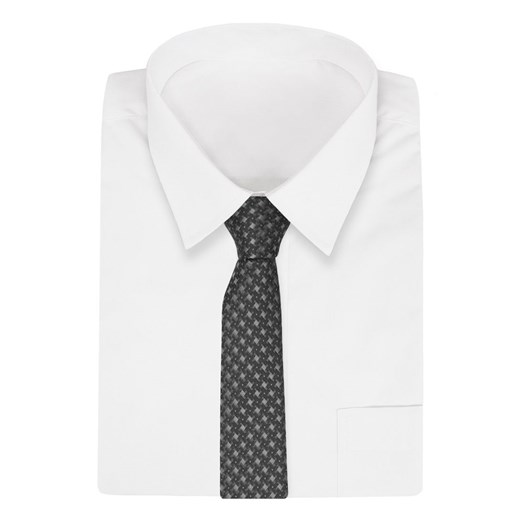 Krawat czarny Angelo Di Monti z nadrukami 