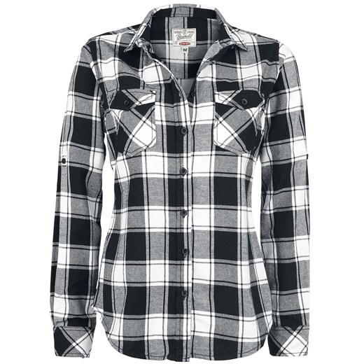 Brandit - Amy Flannel Checkshirt - Koszula flanelowa - czarny biały