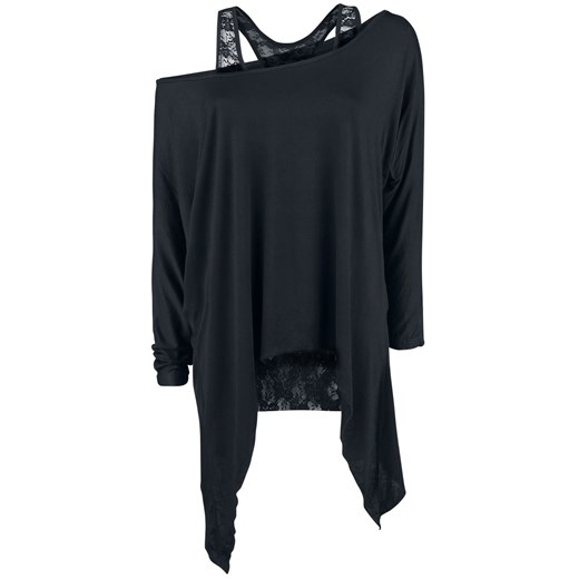 Bluzka damska Gothicana By Emp czarna z długim rękawem z wiskozy 