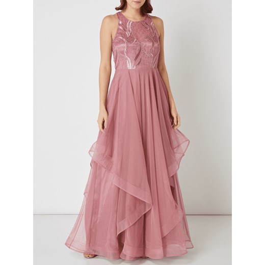 Sukienka V.m. rozkloszowana różowa z aplikacją maxi na karnawał 