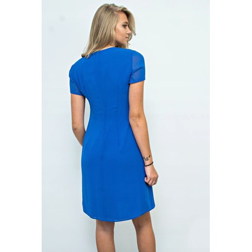 Sukienka niebieska VitoVergelis bez wzorów z krótkimi rękawami elegancka midi 