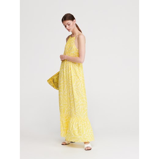 Reserved - Długa sukienka z dekoltem na plecach - Żółty  Reserved 40 