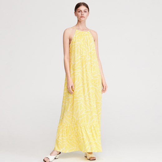 Reserved - Długa sukienka z dekoltem na plecach - Żółty  Reserved 42 