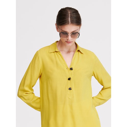 Reserved - Gładka bluzka z kołnierzem - Żółty  Reserved 42 