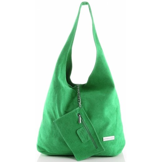 Oryginalne Torby Skórzane XL VITTORIA GOTTI Shopper Bag z Etui Smocza Zieleń (kolory) Vittoria Gotti   PaniTorbalska