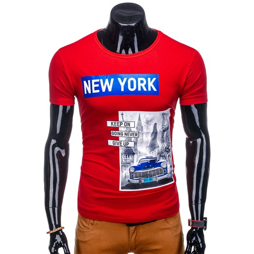 T-shirt męski z nadrukiem 1125S - czerwony  Edoti.com XXL 