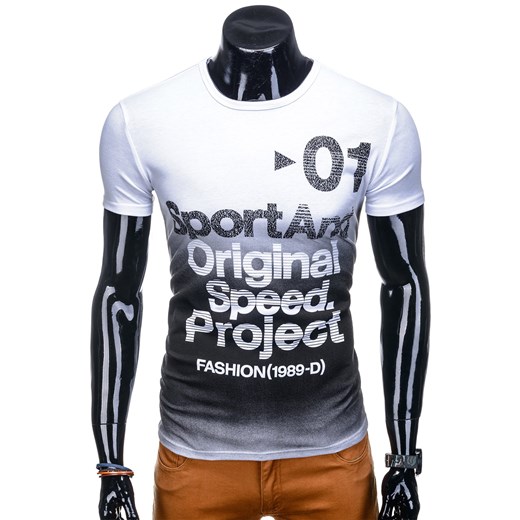 T-shirt męski z nadrukiem 1117S - biały  Edoti.com M 