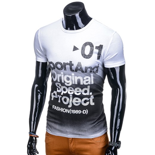 T-shirt męski z nadrukiem 1117S - biały Edoti.com  XXL 