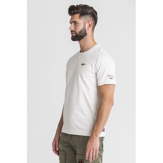 T-shirt męski Aeronautica Militare biały z krótkimi rękawami 