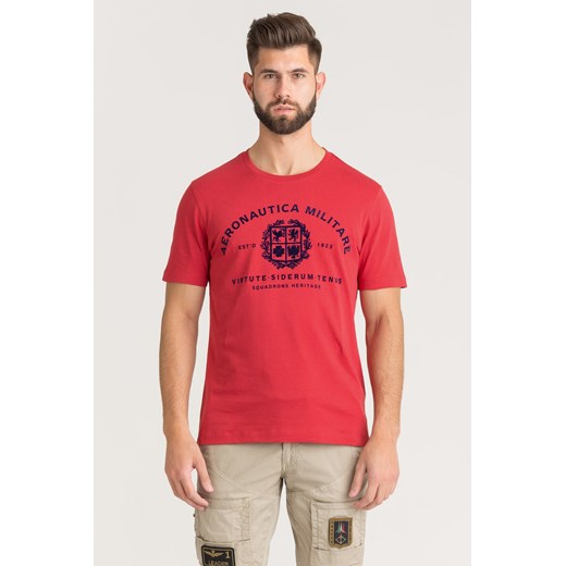 Czerwony t-shirt męski Aeronautica Militare 