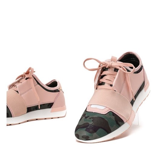 Różowe sportowe buty ze wstawkami moro Jomix - Obuwie  Royalfashion.pl 36 