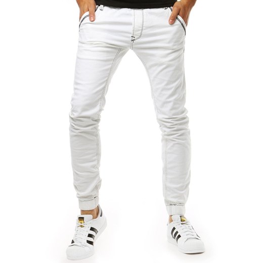 Spodnie joggery jeansowe męskie białe UX1263