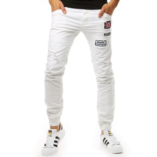 Spodnie joggery jeansowe męskie białe UX1264