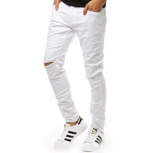 Białe jeansy męskie Dstreet młodzieżowe 